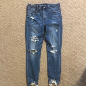 American Eagle Outfitters Women's Ripped Blue Skinny Jeans